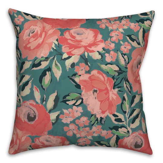 Pink and Red Flowers 18&#x22; x 18&#x22; Indoor / Outdoor Pillow